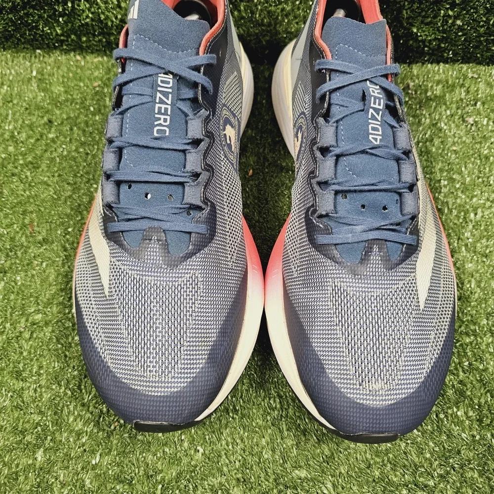 adidas Adizero Boston 12 Blue White Red Athletic Running Sneakers Mens 12 - Picture 2 of 14